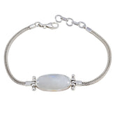 Victoria Featherlight White Chain Bracelet - Elegant Design Rainbow Moonstone White